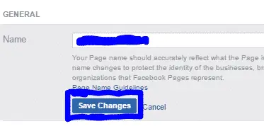 How to change Facebook name on my page